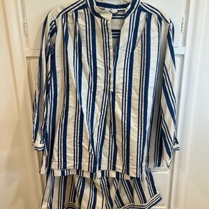 Tuckernuck Navy and White Striped Blouse